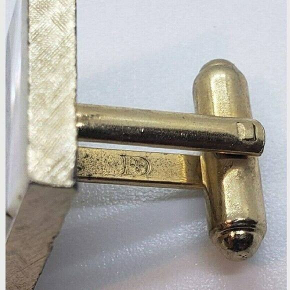 Vintage CuffLinks Gold Metal Abalone Mother of Pearl Inlaid Dante - Picture 5 of 6